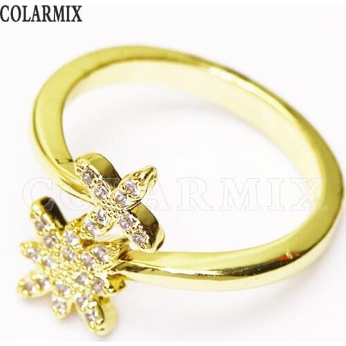 8 Pieces zirconia Jewelry rings Flower Metal gold color Open adjustable rings jewelry rings jewelry accessories 8181