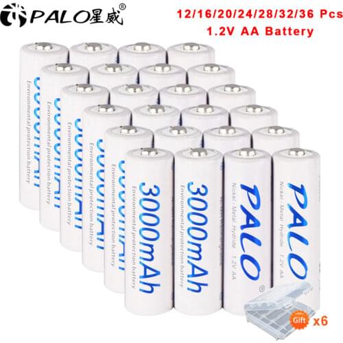 12-36pcs 3000mAh 1.2V AA Rechargeable Battery Ni-MH NiMH Pre-charged Rechargeable Batteries 2A Bateria for Camera Toys Mp3