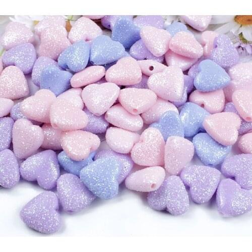 20-100Pcs/lot Acrylic Beads Heart Shape Loose Spacer Beads for Jewelry Making Handmade Bracelet Crafts Accessories Pick Colors