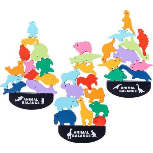Balance Building Blocks Game Animals Wooden Educational Development For Children Kids Toys Early Eductional Gift Montessori