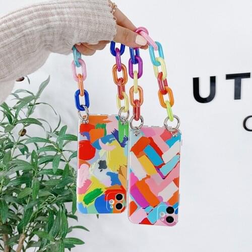 Graffiti Bracelet Phone Cases for Samsung Galaxy A52 A12 A91 A01 M01 CORE A21 A11 A41 A32 A31 A21S M51 M31Colorful Chain Cover