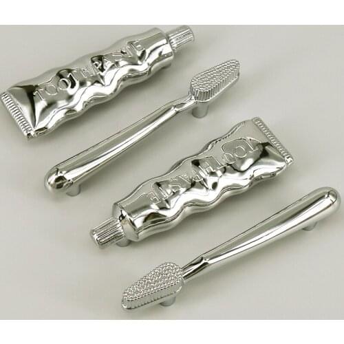 Hole space 76mm Toothbrush Toothpaste Kitchen Cabinet Handles Zinc Alloy Drawer Dresser Pulls Furniture Handles Knobs