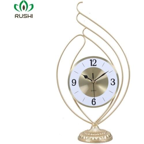 European Gold Iron Desktop Desk Clock Creative Table Clock Clock Living Room Study Pendulum Clock Desktop Decoration