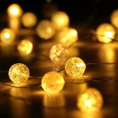 Globe String Lights for Bedroom, Christmas 10Ft 30 HuTools Crystal Crackle Ball LED Battery Operated