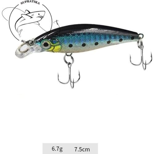 Diving Depth 0-1.5M Anti-Corrosion Bionic Fishing Lure Hard Bait 75mm/6.7g Artificial Floating Minnow Plastic Fishing Bait