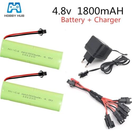 Hobby Hub 4.8v 1800mah AA NI-CD 5in1 charger rechargeble Battery for electric toys RC toys size lighting tool High capacity nicd