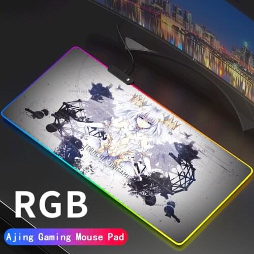 DATE A LIVE Gaming RGB Mouse Pad Large LED Computer Mousepad RGB Backlit Mause Pad for PC Desk Mice Mat Support DIY