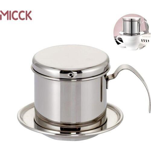 MICCK Stainless Steel Vietnam Coffee Dripper Filter Coffee Maker Portable Pour Over Dripper Maker Filters Pot Coffee Percolator