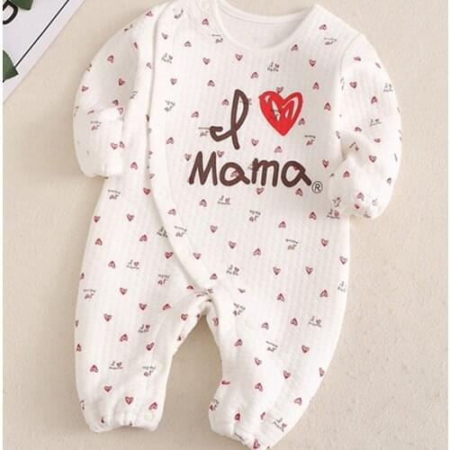 Baby Rompers Newborn Girls&Boys 100%Cotton Clothes Long Sheeve Infant Clothing Pajamas Overalls Love Print 0-12M