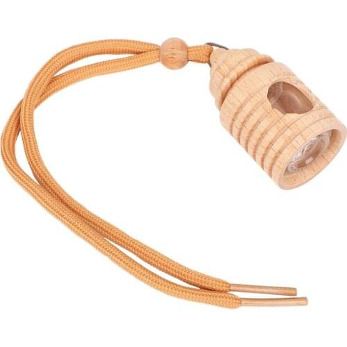 LEEPEE Wood Hanging Glass Empty Bottle 4ml Car Perfume Empty Bottle Air Freshener Bottle for Essential Oils Perfume Pendant