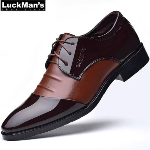 2021 New Spring Autumn Formal Office Patent Leather Leather Shoes Men Vintage Classic Mens Dress Shoes Male Business