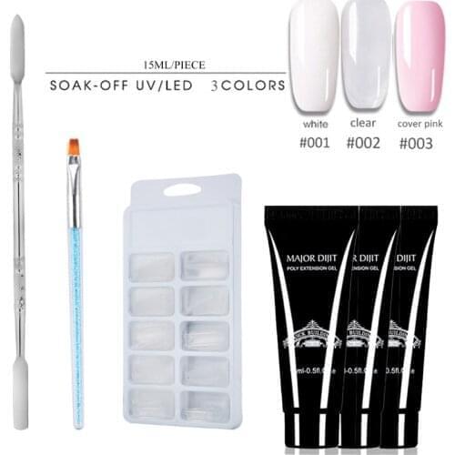 15ml 4pcs Acrylic Poly Nails Gel Set Extend Fast UV Builder Gel Slip Solution Nail Form Nail Art Brush Nail Tools Kit