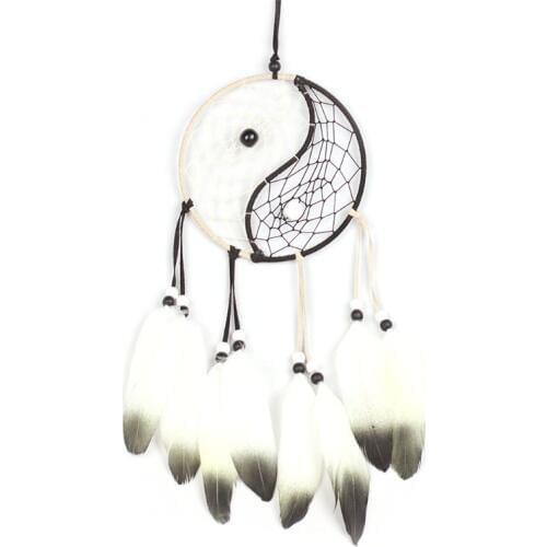 Dream Catcher Wall Decor - White Feather Handmade Dreamcatcher for Bedroom Baby Kids Girls Boys Room Large Craft Boho Ha