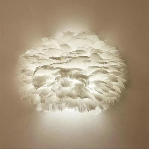 White Feather Wall Light Romantic Girls Princess Living Room Bedroom Bedside Light Nature Feather Lamp Art Decoation