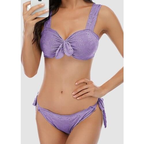 2021 New Hollow Sexy Bikini Set Womens Split Brazilian Bikini Swimsuit Bandage Bowknot Beachwear Summer Womens Swimsuit