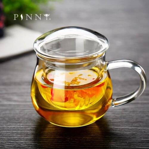PINNY 360ML Double Layer Glass Tea Mug Heat-resistant Thickening Teacups Borosilicate Glass Drinkware
