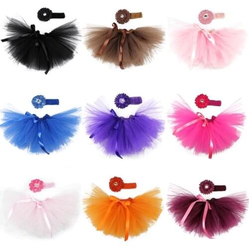 3 Pcs Baby Infants Mesh Tutu Skirt Strap Flower Headband Set Newborn Photography Props Photo Shooting Clothing Outfits