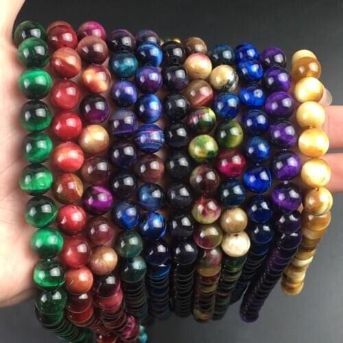 AAA Multicolor Tiger Eye Stone Natural Round Loose Spacer Beads For Jewelry Making DIY Bracelet Charm Accessories 4 6 8 10 12mm