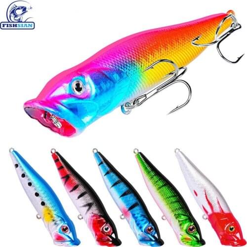 FISHSIAN Popper Fishing Lure 9cm/12.38g Trolls Tackle Topwater Lure Whopper Trolling Lure Articulos De Pesca Isca Artificial