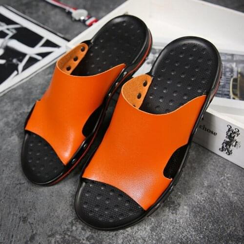 Genuine Leather Sandals Mens 2020 Trend Outdoor Slippers Summer Anti-slippery Casual Flip Flops Beach Male Men Sandals Sandalias