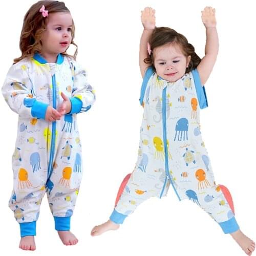 1 3 5 Years Girl Sleeping Bag Toddler Detachable Sleeves Onesies Pajamas Baby Boy Dinosuar Sleepwear Soft Breathable Sleepwear