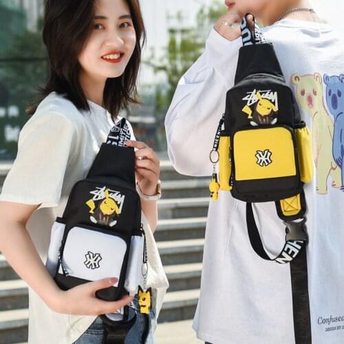 Pokemon Leisure Mobile Phone Bag Shoulder Bag Mens and Womens Chest Bag Canvas Youth Sports Pikachu Messenger Bag Handbag