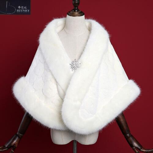 Ivory Wedding Faux Fur Bolero New Arrivals Bolero Bruiloft Winter Warm Bridal Fur Jacket