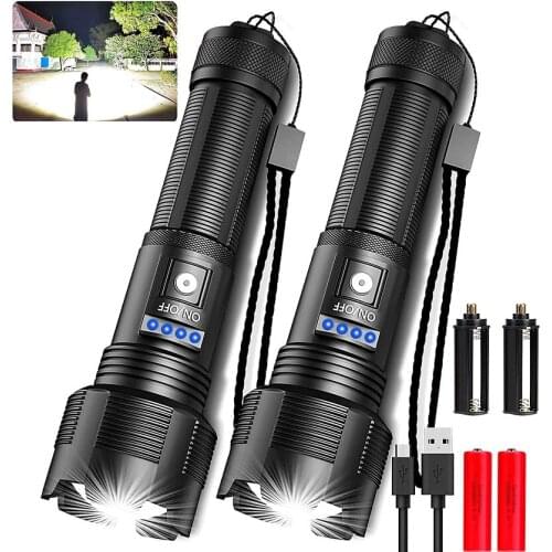 8000LM Led Flashlight High Quality XHP70.2 XHP50.2 Tactical Hunting Torch Usb Rechargeable Zoomable Lantern 18650 AAA Battery
