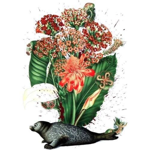 Rich Flowers And Seal Waterproof Temporary Tattoos Men Cute Animals Fake Tattoo hand made sticker Henna Tatoo sleeve tatuajes