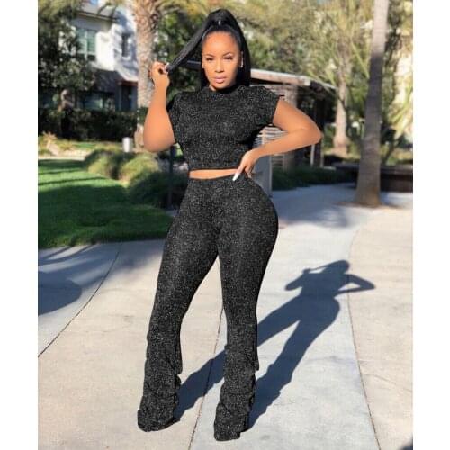 2021 Spring Tracksuit Women Stacked Joggers Pants + Shirt Sportsuit Solid Color Streetwear Clothes For Women Outfit