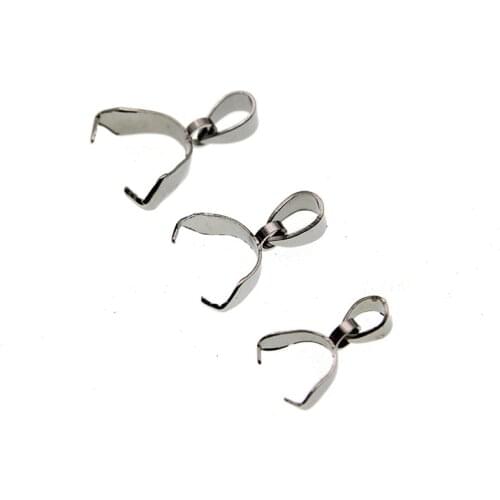 10pcs Stainless Steel Necklace Pendant Clip Connector Pinch Bail Clasp Pendant Clasps Hook Supplies For Jewelry Findings