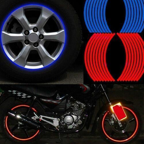 16 Pcs Car Styling Car Motorcycle Decor Tire Rim Wheel Sticker Reflective Motorbike Auto Decals For Wheel 14 or 17 or 18 Inches