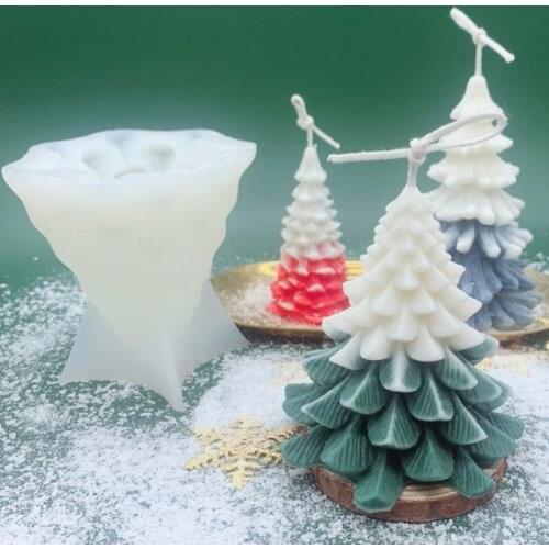 2 Pcs 3D Christmas Tree Candle Epoxy Resin Mold Aromatherapy Plaster Silicone Mould DIY Crafts Jewelry Home Decor Casting Tools