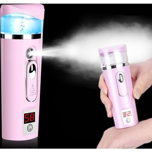 3In1 Handy Facial Steamer Nano Mister Face Spray Bottle Mist Sprayer Skin Moisture Meter Power Bank Portable USB Rechargeable