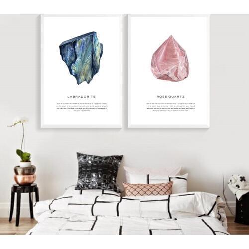 Watercolor Crystals Geode Art Canvas Painting Wall Picture Rose Canvas Prints And Poster Modern Home Art Decor For Living Room