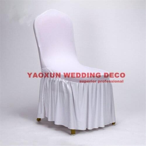 White Black Bottom Ruffled Lycra Spandex Chair Cover Banquet Wedding Covers For Event Party Decoration