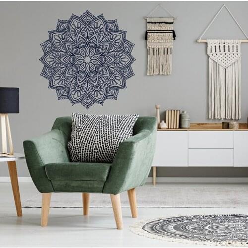 Large Unique Mandala Wall Sticker Art Home Decor for Living Room Bedroom Headboard Decals Bohemian Indian Boho Flower Mural 4764