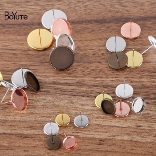 BoYuTe (50 Pieces/Lot) Fit 8-10-12-14-16MM Cabochon Blank Earring Base Tray Diy Stud Earring Settings Jewelry Materials