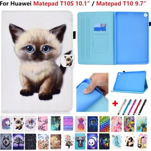 For Huawei Matepad T10s Case 10.1 AGS3-L09 AGS3-W09 Fold Cover For Huawei Matepad T10 Tablet 9.7 Case Coque AGR-L09 AGR-W09 Gift