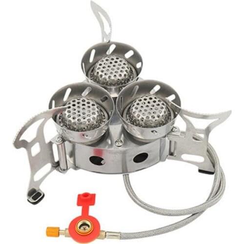 HOT Gas Stove 3 Head Camping Gas Stove High-power Portable Strong FireOutdoor Cooking Stove Foldable Split Burner Windproof