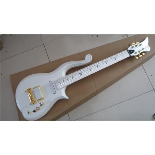 Prince electric guitar white CNC engraving body gold upside down Bridge white pickup fingerboard free delivery