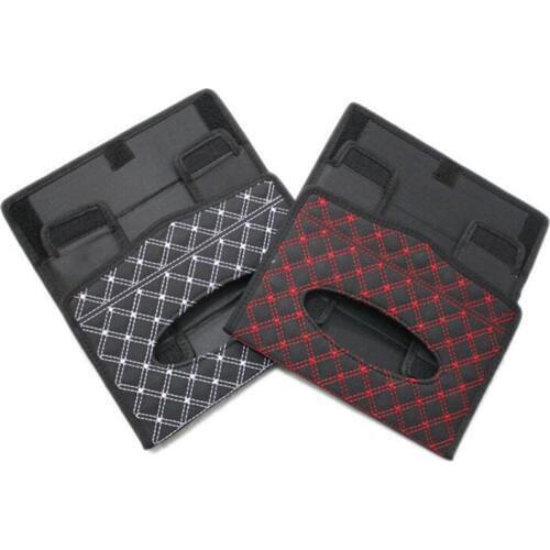 Tissue Box PU Leather Car Napkin Paper Container 2 Colors Paper Towel Napkin Case Pouch For Home Tissue Cover In Car Styling
