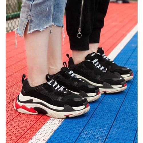 Women Sneakers Shoes 2021 Spring Sport Thick Sole Lady Leisure Shoes Lace Up Comfortable Women Men Chunky Sneakers FSA5