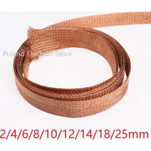 Copper Braided Sleeve 2 4 6 8 10 12 14 18 25 mm Wire Wrap Anti-interference Signal Cable Shield Protect Line Screen Metal Sheath