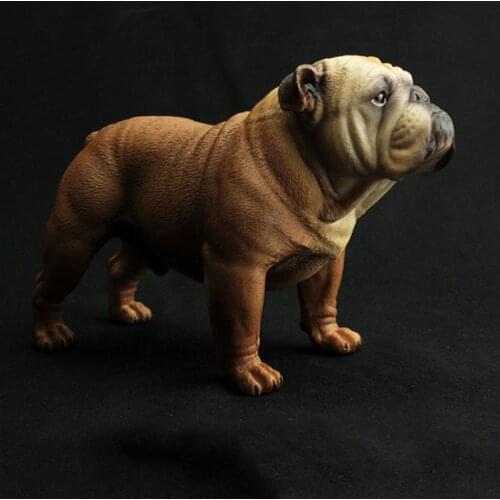 1Pcs Beige/BrownBritish Bulldog Model French English Bulldog Resin Simulation Dog Sculpture Toy for Action Figure Collection Toy