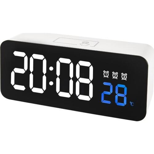 Fashion bedside clock simple multifunctional electronic clock mirror clock multi-group alarm clock with temperature