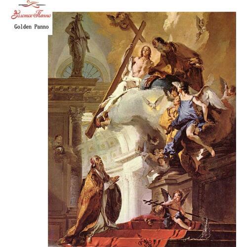 Golden Panno Cross Stitch DIY Diamond Painting Religious of the Virgin Mosaic Diamond Embroidery Painting Needlework Kit 09