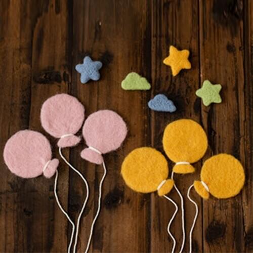 A set Handcraft Knitted 100% Wool Infant Photo Shoot Props Stars Moon Cloud Balloons for Newborn Baby Photography Accessories