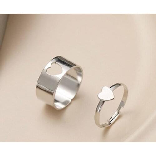 2021 Punk Fashion Simple Heart Anillos Vintage Silver Color Joint Rings Sets for Women Jewelry Korean Snake Couple Rings Lover