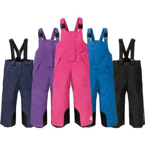 New Children Ski Pants Girls Strap Skiing Pants Kids Waterproof Windproof Warm Thick Boy Boys Pants Overalls Snowboard Pants